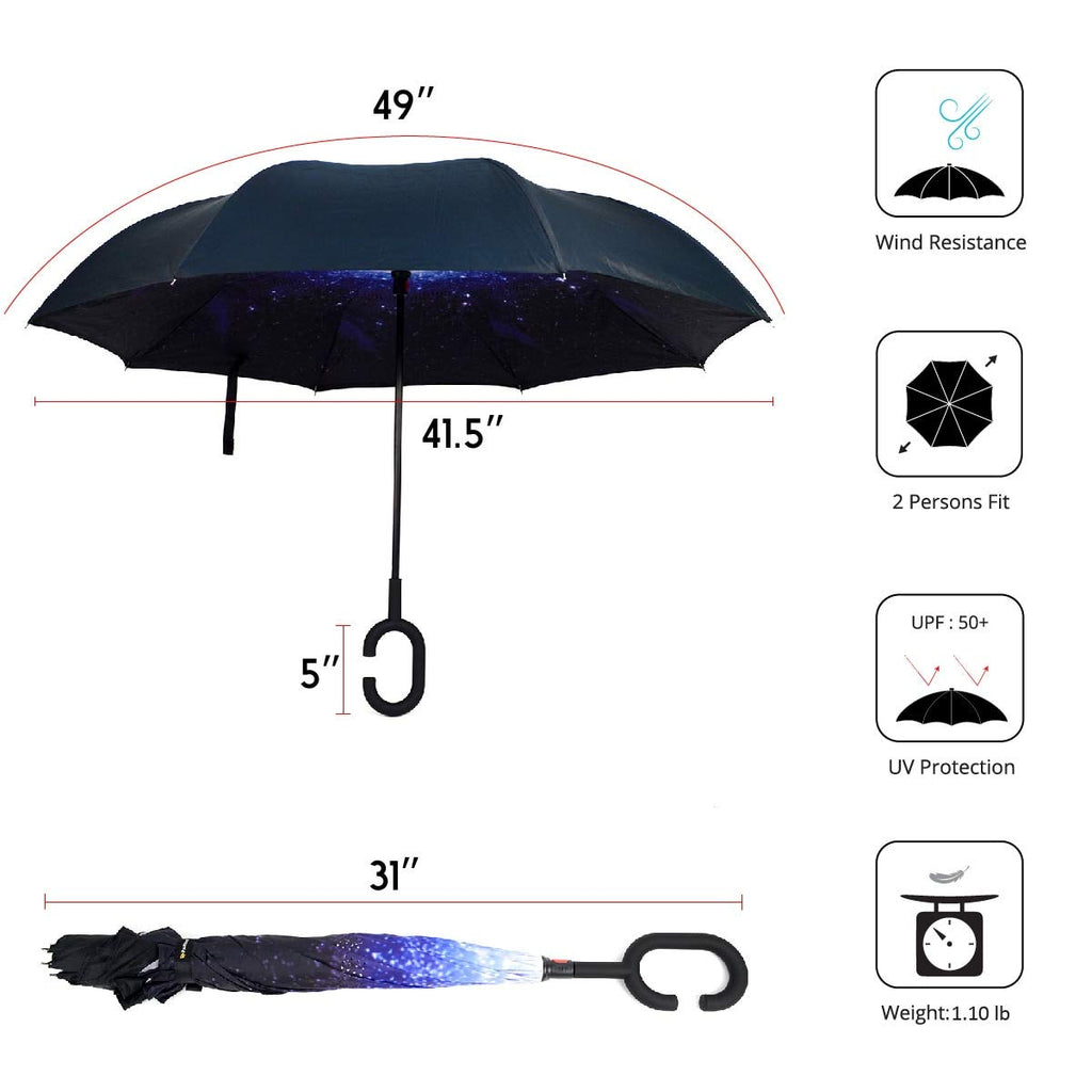 Windproof Double Layer Folding Inverted Umbrella