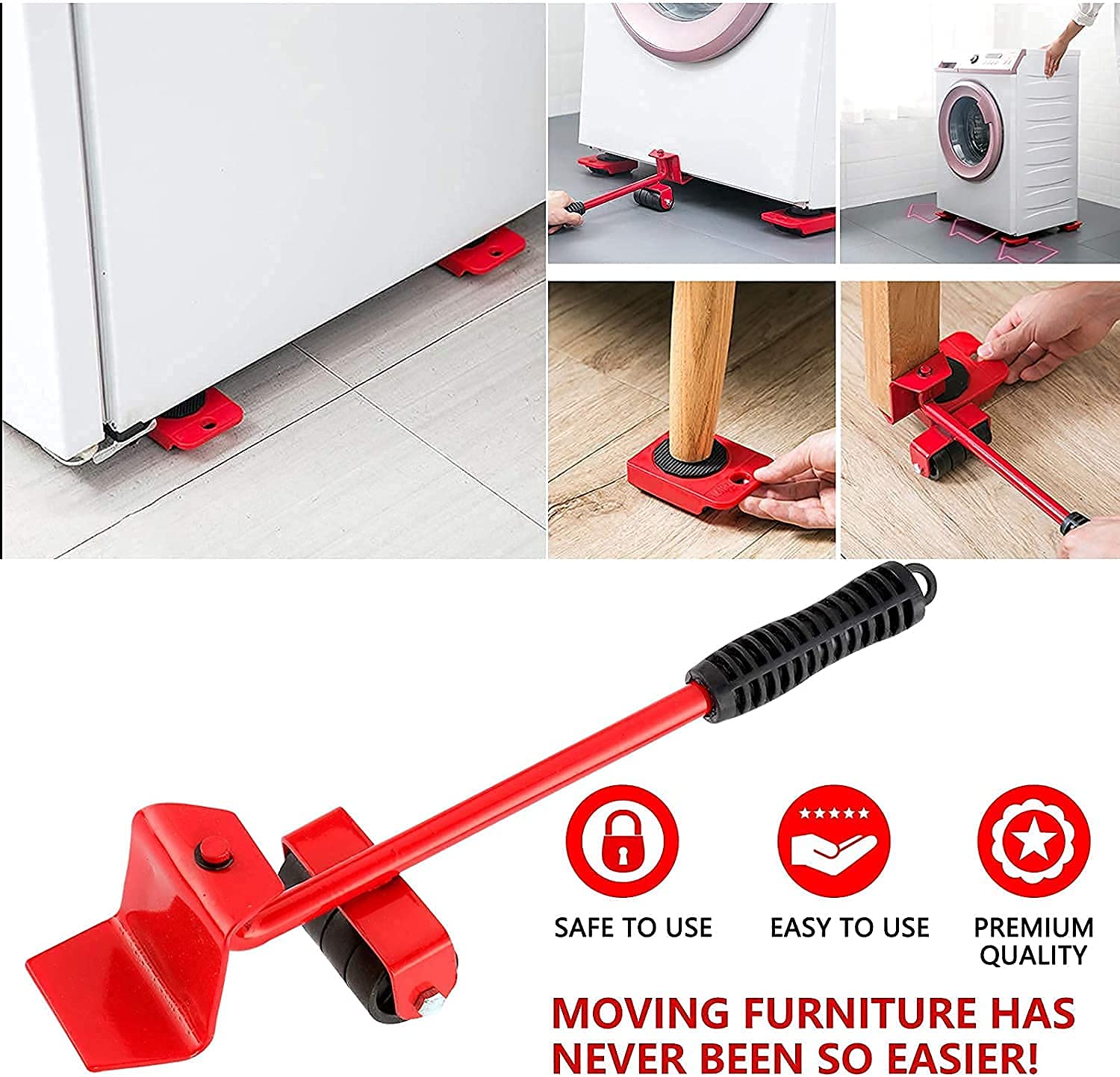 Furniture Lifter – Heavy Duty Furniture Moving Tool Set with Wheel Pads