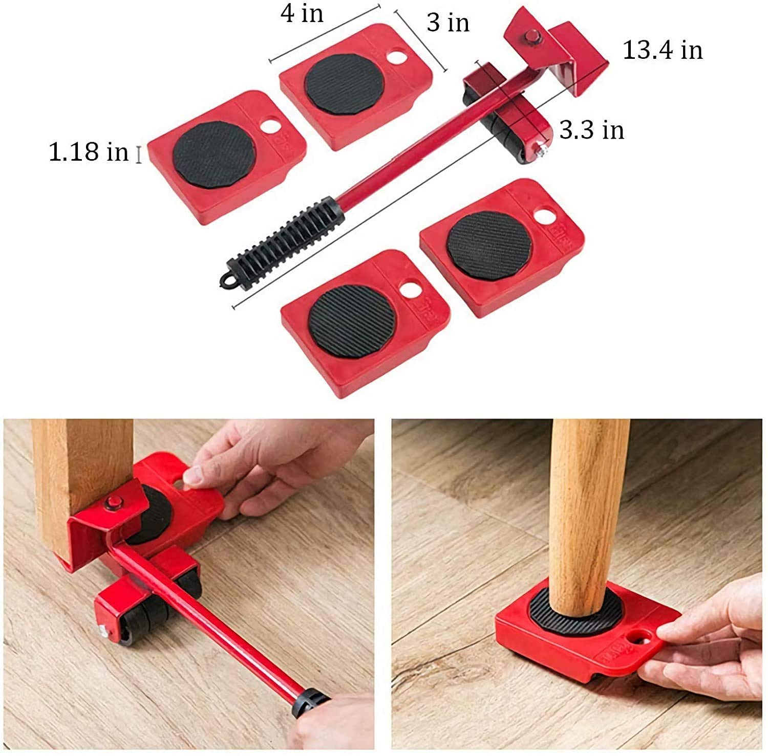 Furniture Lifter – Heavy Duty Furniture Moving Tool Set with Wheel Pads